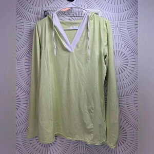 Columbia Women’s Pull Over X-Neck Hooded Omni Freeze Green White Shirt‎ Large